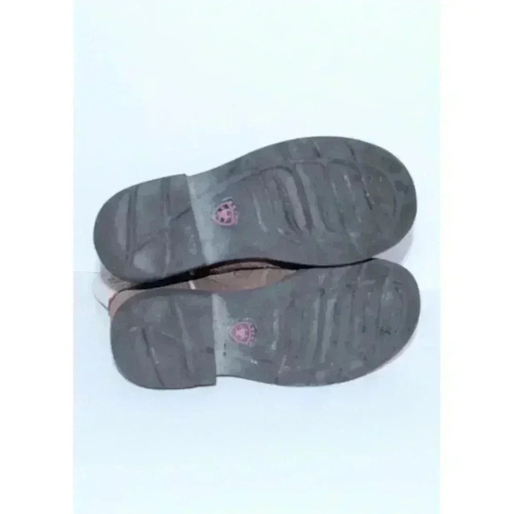 Ariat Cowgirl Boots Pink Brown Embroidered Leather Size 1.5 Teen Fatboy Style - Picture 7 of 11